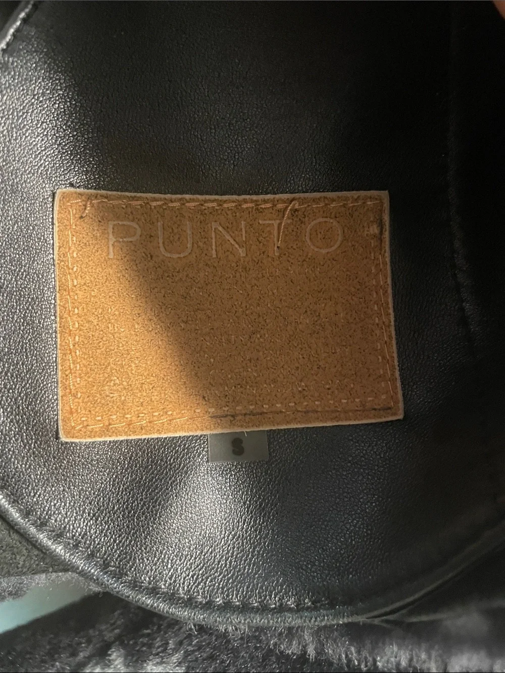 Punto Genuine Lambskin Shearling  Marbled Black & Gray Teddy Zip Jacket